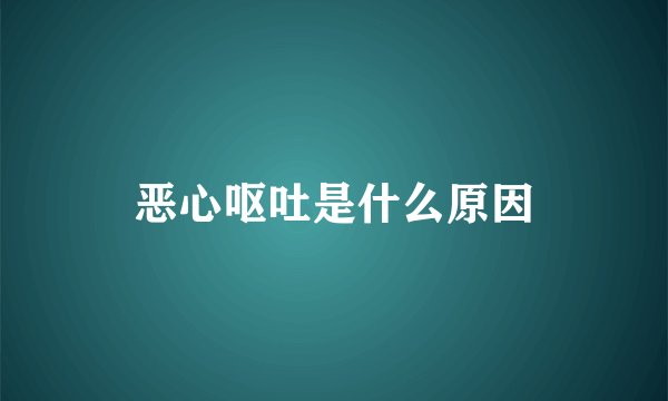恶心呕吐是什么原因