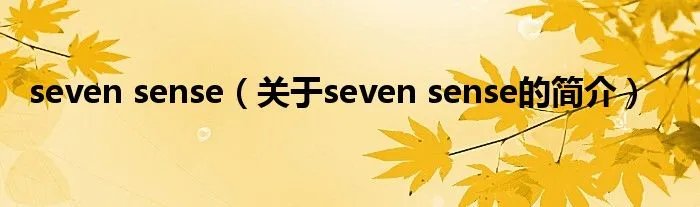seven sense(关于seven sense的简介)