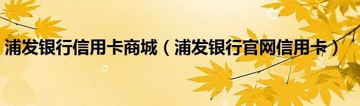 浦发银行信用卡商城（浦发银行官网信用卡）