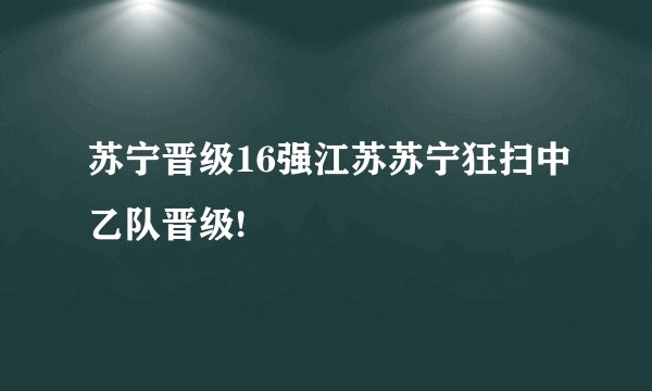 苏宁晋级16强江苏苏宁狂扫中乙队晋级!