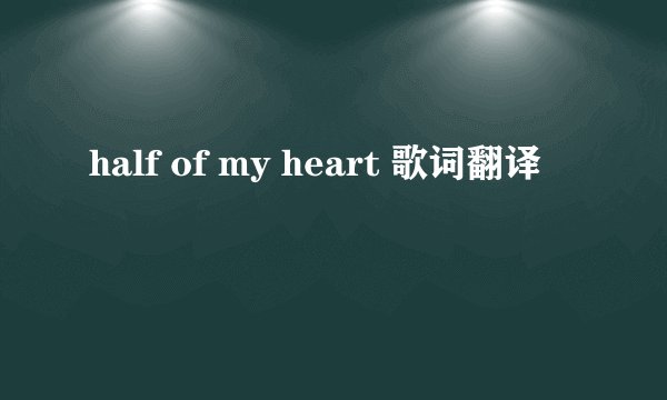 half of my heart 歌词翻译