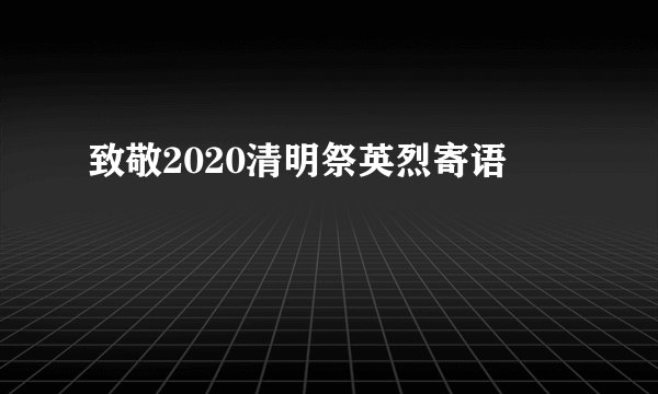 致敬2020清明祭英烈寄语