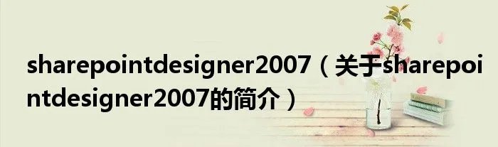 sharepointdesigner2007（关于sharepointdesigner2007的简介）