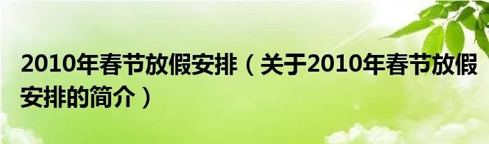 2010年春节放假安排（关于2010年春节放假安排的简介）