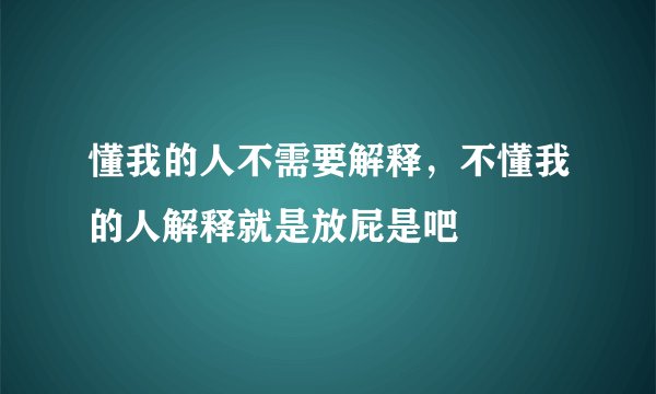 懂我的人不需要解释,不懂我的人解释就是放屁是吧