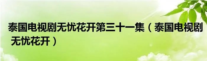 泰国电视剧无忧花开第三十一集（泰国电视剧 无忧花开）