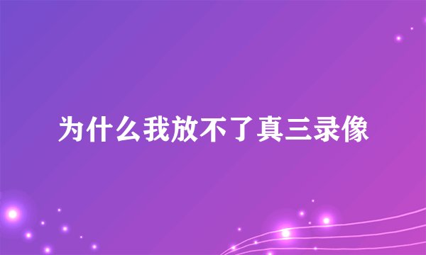 为什么我放不了真三录像