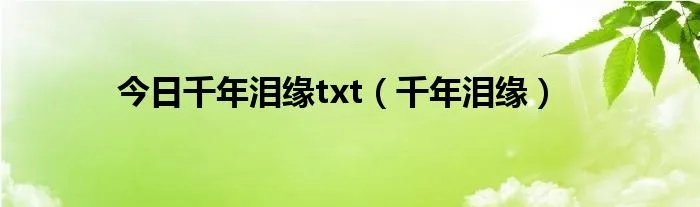 今日千年泪缘txt（千年泪缘）