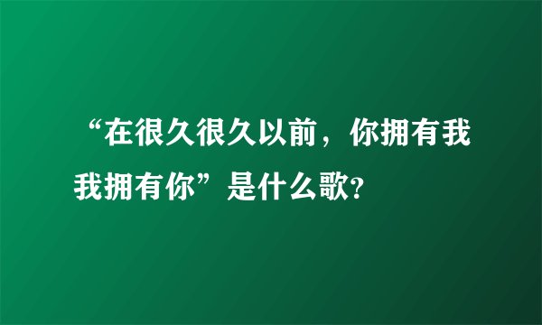 “在很久很久以前，你拥有我我拥有你”是什么歌？