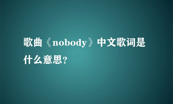 歌曲《nobody》中文歌词是什么意思？