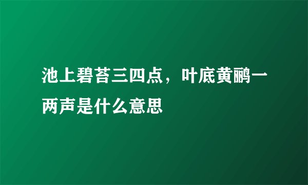 池上碧苔三四点,叶底黄鹂一两声是什么意思