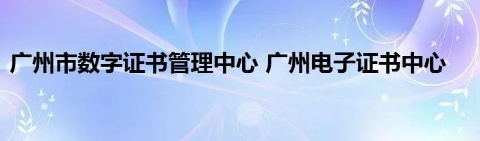 广州市数字证书管理中心 广州电子证书中心