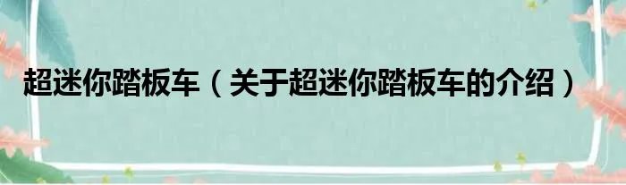 超迷你踏板车（关于超迷你踏板车的介绍）