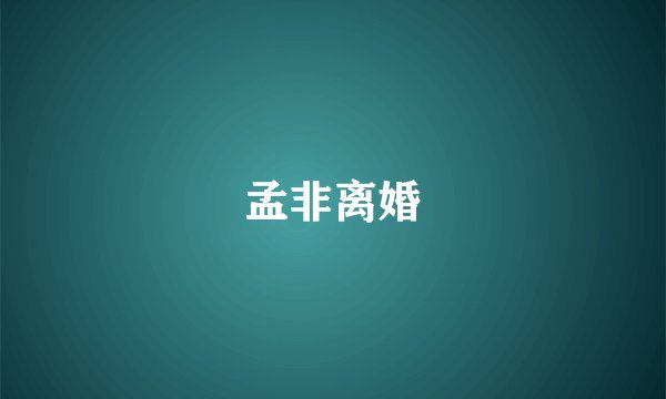 孟非离婚
