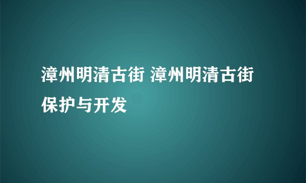 漳州明清古街 漳州明清古街保护与开发