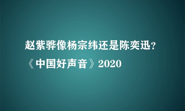 赵紫骅像杨宗纬还是陈奕迅？《中国好声音》2020