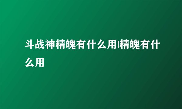 斗战神精魄有什么用|精魄有什么用