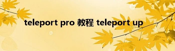 teleport pro 教程 teleport up