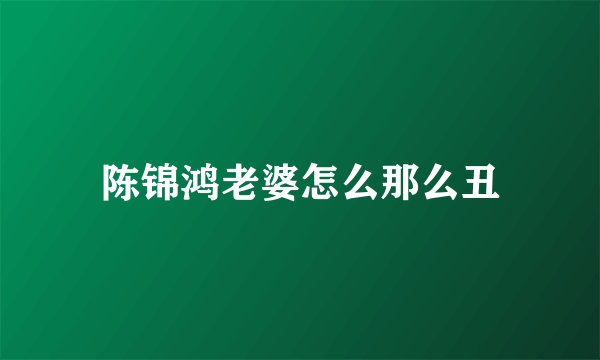 陈锦鸿老婆怎么那么丑