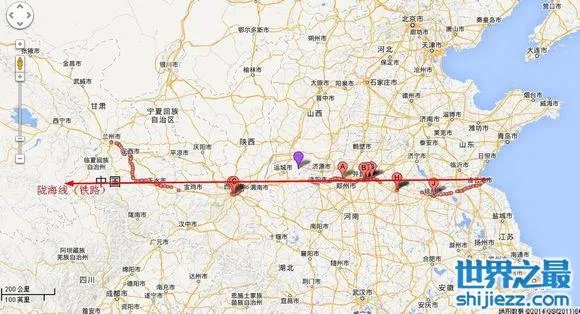 陇海铁路线路图，陇海线经过的城市(17个城市) 