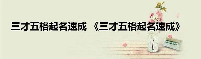 三才五格起名速成 《三才五格起名速成》