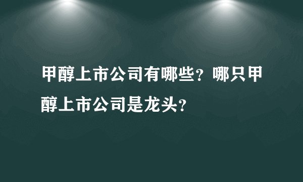 甲醇上市公司有哪些?哪只甲醇上市公司是龙头?