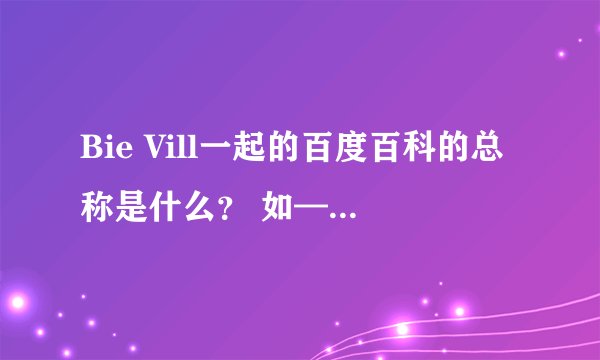Bie Vill一起的百度百科的总称是什么? 如——翰爽【百度百科】