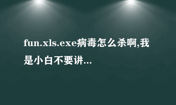 fun.xls.exe病毒怎么杀啊,我是小白不要讲太复杂专业啊