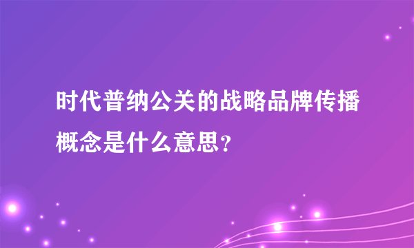 时代普纳公关的战略品牌传播概念是什么意思？