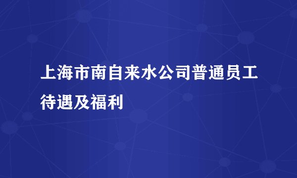 上海市南自来水公司普通员工待遇及福利
