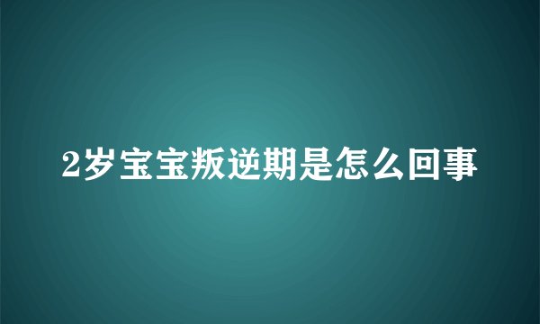 2岁宝宝叛逆期是怎么回事