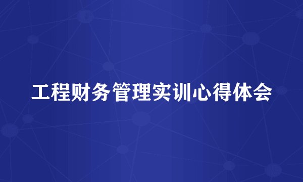 工程财务管理实训心得体会
