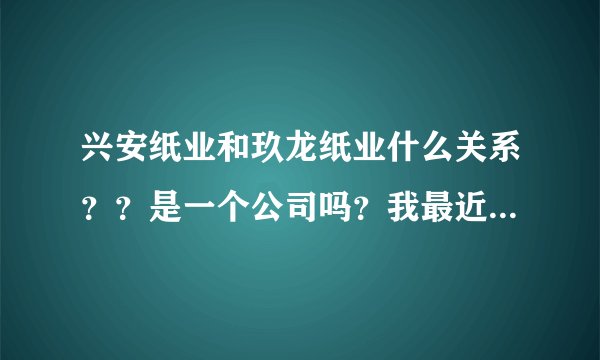 兴安纸业和玖龙纸业什么关系??是一个公司吗?我最近老看到兴安纸业的新闻?有知道的可否告诉下呢!