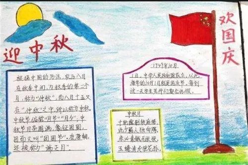 国庆中秋节手抄报简单图片2020年