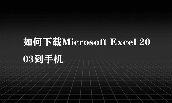 如何下载Microsoft Excel 2003到手机