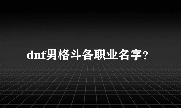 dnf男格斗各职业名字？