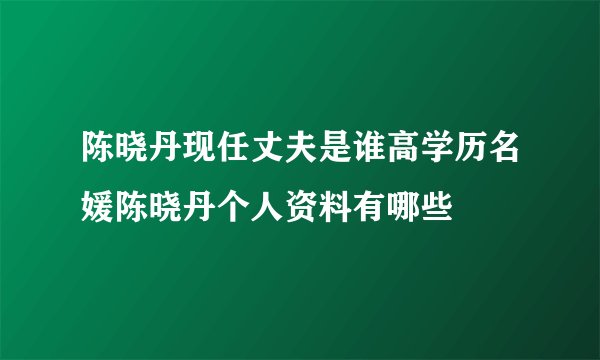 陈晓丹现任丈夫是谁高学历名媛陈晓丹个人资料有哪些