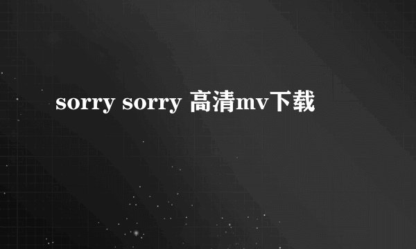 sorry sorry 高清mv下载