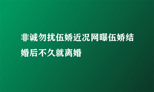 非诚勿扰伍娇近况网曝伍娇结婚后不久就离婚