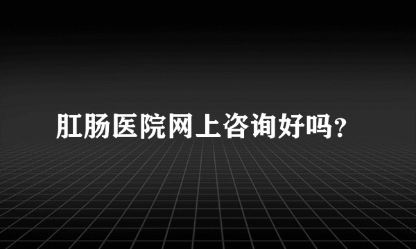肛肠医院网上咨询好吗？