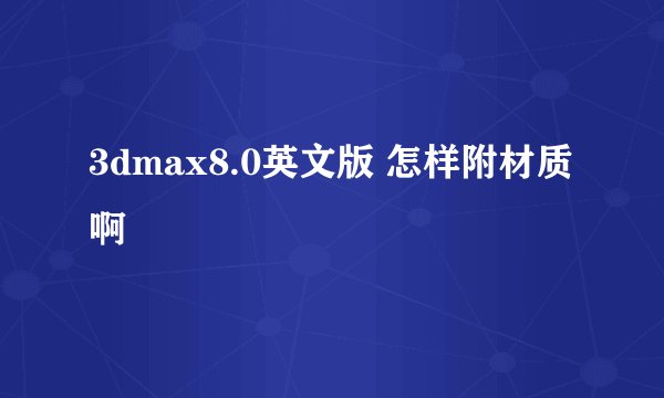 3dmax8.0英文版 怎样附材质啊