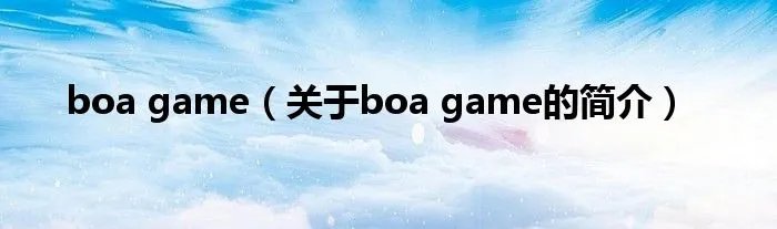 boa game（关于boa game的简介）
