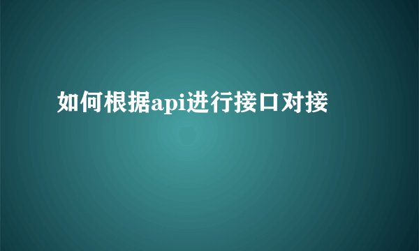 如何根据api进行接口对接