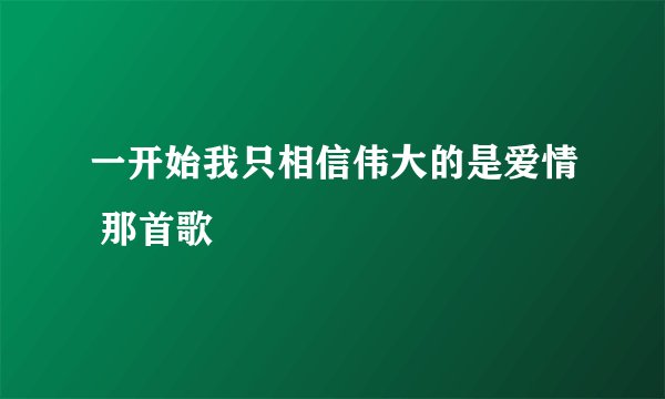 一开始我只相信伟大的是爱情 那首歌
