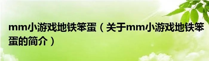 mm小游戏地铁笨蛋（关于mm小游戏地铁笨蛋的简介）