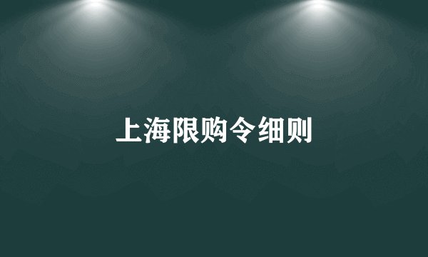 上海限购令细则