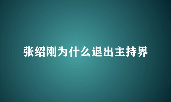 张绍刚为什么退出主持界