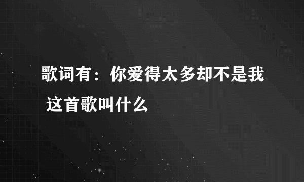 歌词有：你爱得太多却不是我 这首歌叫什么