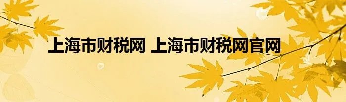 上海市财税网 上海市财税网官网