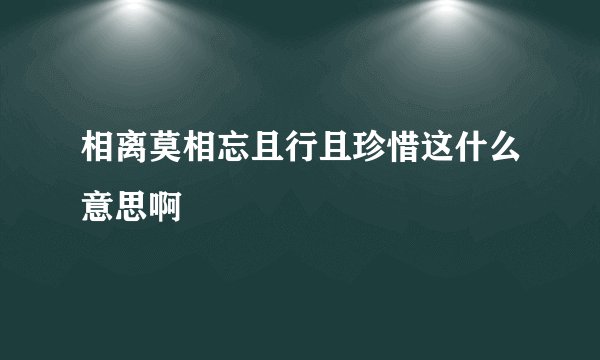 相离莫相忘且行且珍惜这什么意思啊